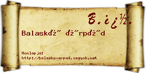 Balaskó Árpád névjegykártya