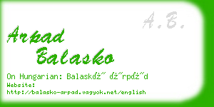 arpad balasko business card